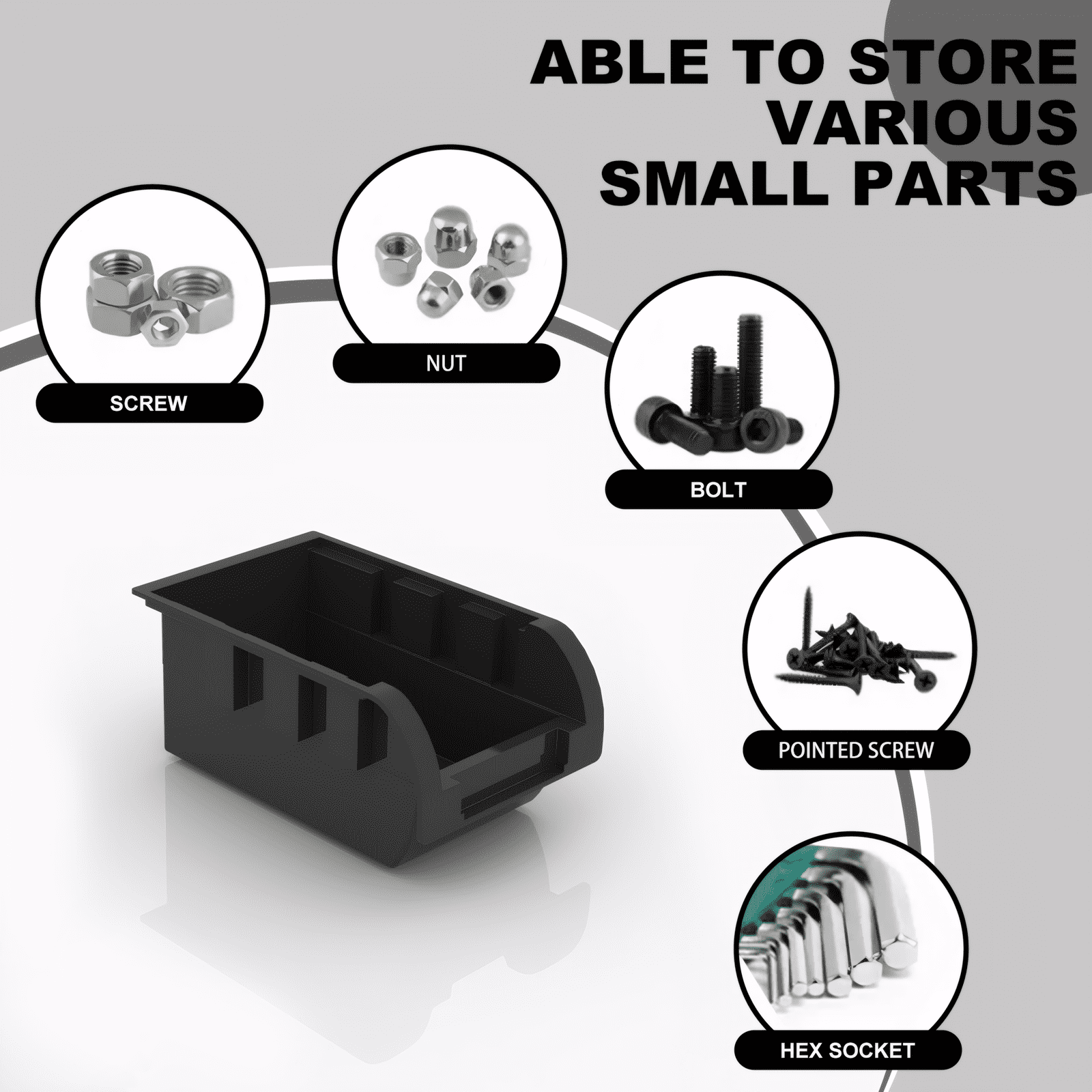 Wall Mounted Storage Bins, 60 PCS Wall Mount Tool Organizer Bins,Plastic  Tool Box Organizer For Tools, Hardware, Crafts, Office Supplies