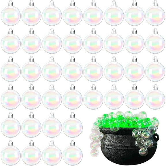 24 PCS Iridescent Ornaments Balls,2inch/5cm Clear Christmas Rainbow Ball,Plastic Hanging Bubble Ornaments Balls for Christmas Tree,Party,Home Decor,Halloween Props