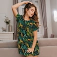 thumbnail image 3 of Honeii Jungle Leopard Yellow Print Women's Loose Short Sleeve Nightgown, Soft Cotton Sleepwear, Comfy Loose Fit Pajama Dress for Sleep and Lounge, 3 of 6