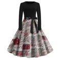 thumbnail image 6 of Christmas Dresses for Women Women's Fashion Round Neck Slim-Fit Christmas Print Long-Sleeved Dress for Christmas Party,Pink,S, 6 of 6