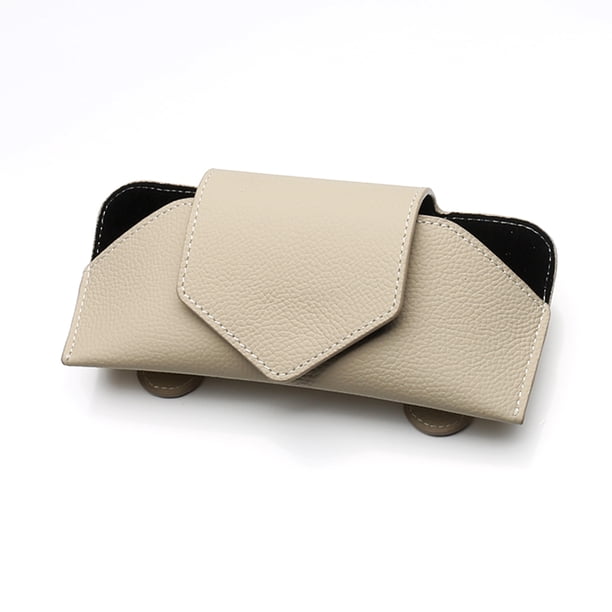 Funda de Cuero Kenally con Clip para gafas de sol Interior de automóvil universal Beige