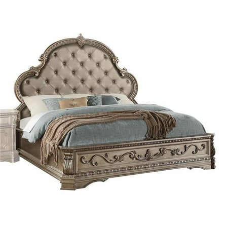 

90 X 68 X 72 Queen Antique Champagne Pu Bed