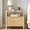 Natural Wood, variant on Fluted Nightstand with Charging Station, 21" Wide Modern Bedside Table with 2 Drawers & Open Shelf, Wood End Table with Storage & Metal Handle for Bedroom, Small Spaces, Creamy White