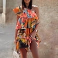 thumbnail image 4 of Vestidos para Mujer Vestidos Casuales Erógenos Impreso Hombros Caídos Sin Mangas Volantes Odeerbi ODB-5, 4 of 8