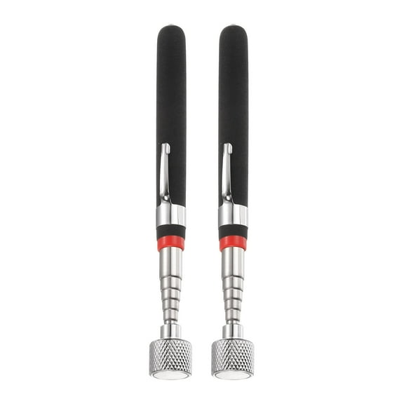 2pcs Telescoping Magnetic Pickup Tool 15LB Stainless Steel 7.3" to 30.9" Extendable Magnet Retrieval Stick with Pocket Clip for Car Industry Garage Office, Black