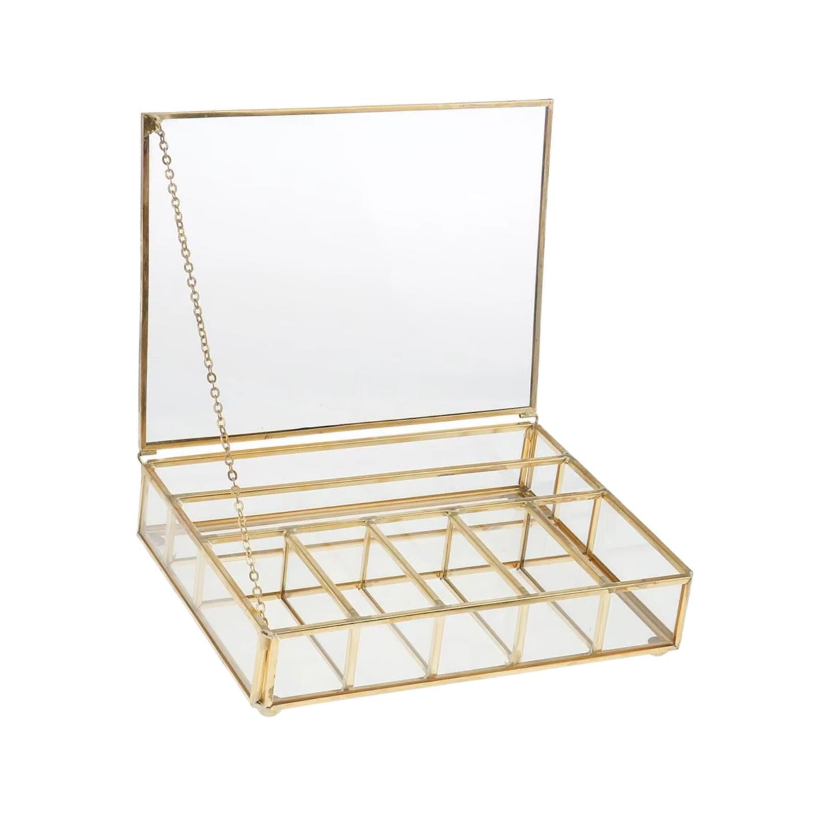 QccHieUs Glass Jewelry Box Jewelry Organizer Decor Protective Clear Trinket Organizer for Large