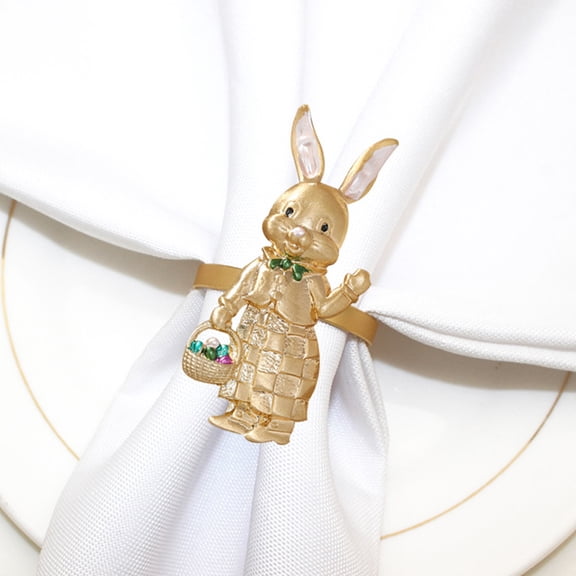 GOOHOCHY 6 Pcs Easter Dinner Napkin Rings Rabbit Decor Dining Banquet