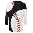 thumbnail image 5 of 3/4 Sleeve Tops for Women Baseball Print Trendy Dressy Crew Neck Blouses Plus Size Casual 2024 Summer T-Shirts, 5 of 5