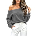 thumbnail image 6 of Tqcoqu Off the Shoulder Fuzzy Fleece Pullover Tops for Women, Long Sleeve Solid Color Loose Casual Warm Top, 2026 Fall Winter Fashion Clothes, 6 of 9