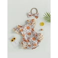 thumbnail image 3 of Wassery Infant Baby Girls Romper Dresses Floral Print Fly Sleeve Round Neck Jumpsuit with Bow Headband Birthday Party Princess Outfits 0-24M, 3 of 8