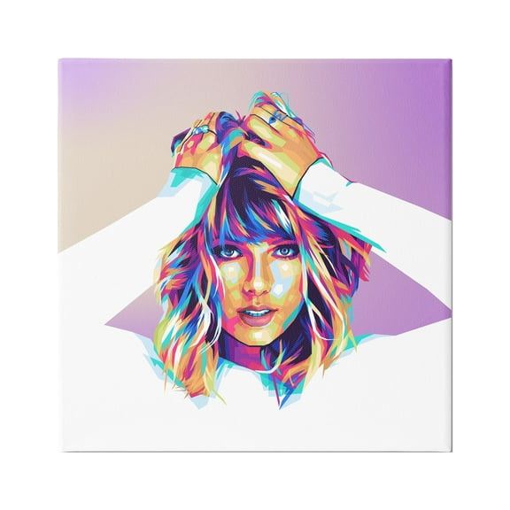 Stupell Industries Modern Taylor Portrait Abstract Painting Gallery Wrapped Canvas Art Print Wall Art, 17 x 17