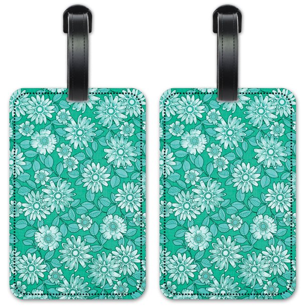 Art Plates Green Flowers Luggage ID Tags / Suitcase Identification