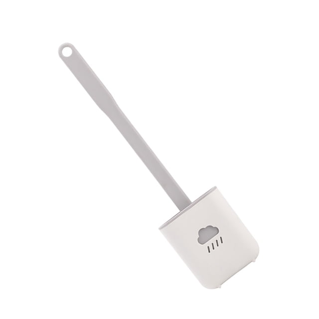 Bewildely Cepillo de baño de silicona con soporte, juego de cepillo de limpieza creativo, cepillo de plástico suave, cepillo de mango largo, cepillo de Suministros de limpieza para el hogar Gris Bewildely HA005523-03