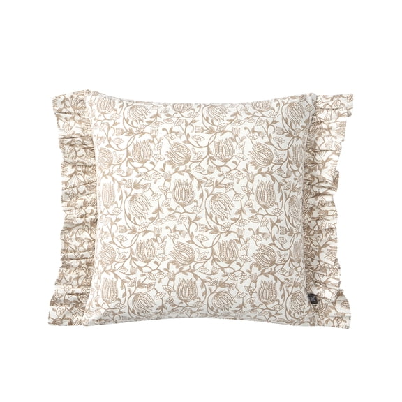 My Texas House Arden Taupe Floral 100% Cotton Decorative Pillow Cover, 18 in x 18 in