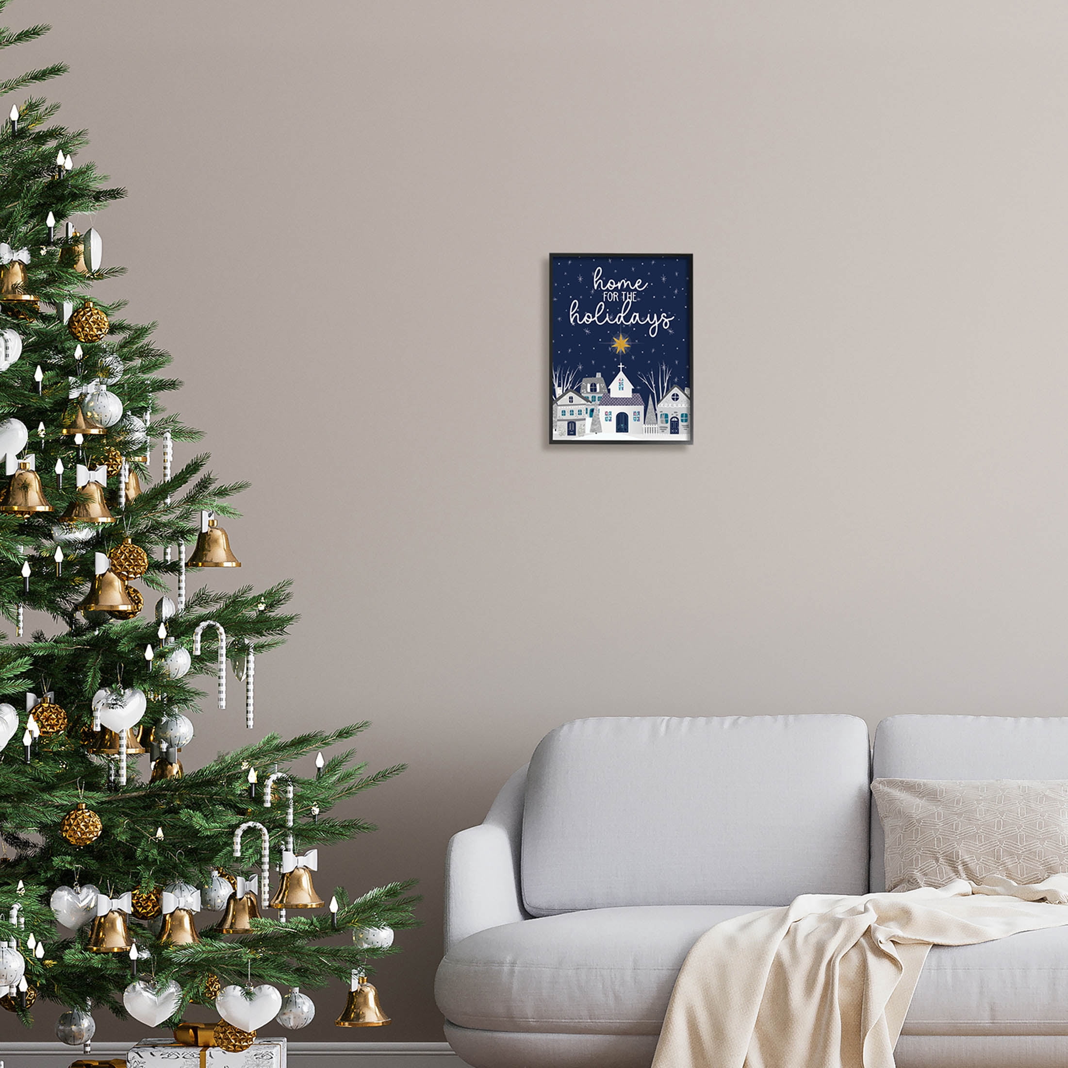 Stupell Industries Home For The Holidays Night Sky Graphic Art Black Framed Art Print Wall Art, Design by Linda Birtel
