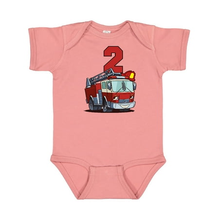 

Inktastic 2nd Birthday Fire Truck Gift Baby Boy or Baby Girl Bodysuit