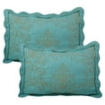 thumbnail image 5 of Home Soft Things 4-Piece Reversible Damask Embroidery Bedspread Set, Teal, Queen 90"x90", 5 of 5