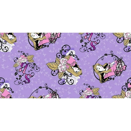 Disney Maleficent Sleeping Beauty Badge Toss, Fleece, Purple, 59/60" Wide, Fabric by the Yard