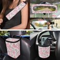 thumbnail image 4 of Yuyamidu 15 Pcs Pink Flowers Car Seat Cover Set with Auto Steering Wheel Cover Seat Belt Strap Pads Cup Holder Trash Bag Tribal Floral Air Vent Storage Pocket Rear View Mirror Cover Keychain, 4 of 7