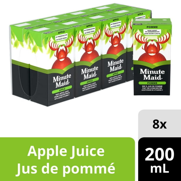 Jus de pommes à 100 % Minute Maid, boîte à boire de 200 ml, paquet de 8 200 x mL