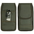 thumbnail image 2 of For Apple iPhone 16 Pro (6.3") Universal Nylon Pouch Case Vertical Phone Holster with Dual Card Slots, Pen Holder, Belt Clip Loop & Hook Cover - Green, 2 of 9