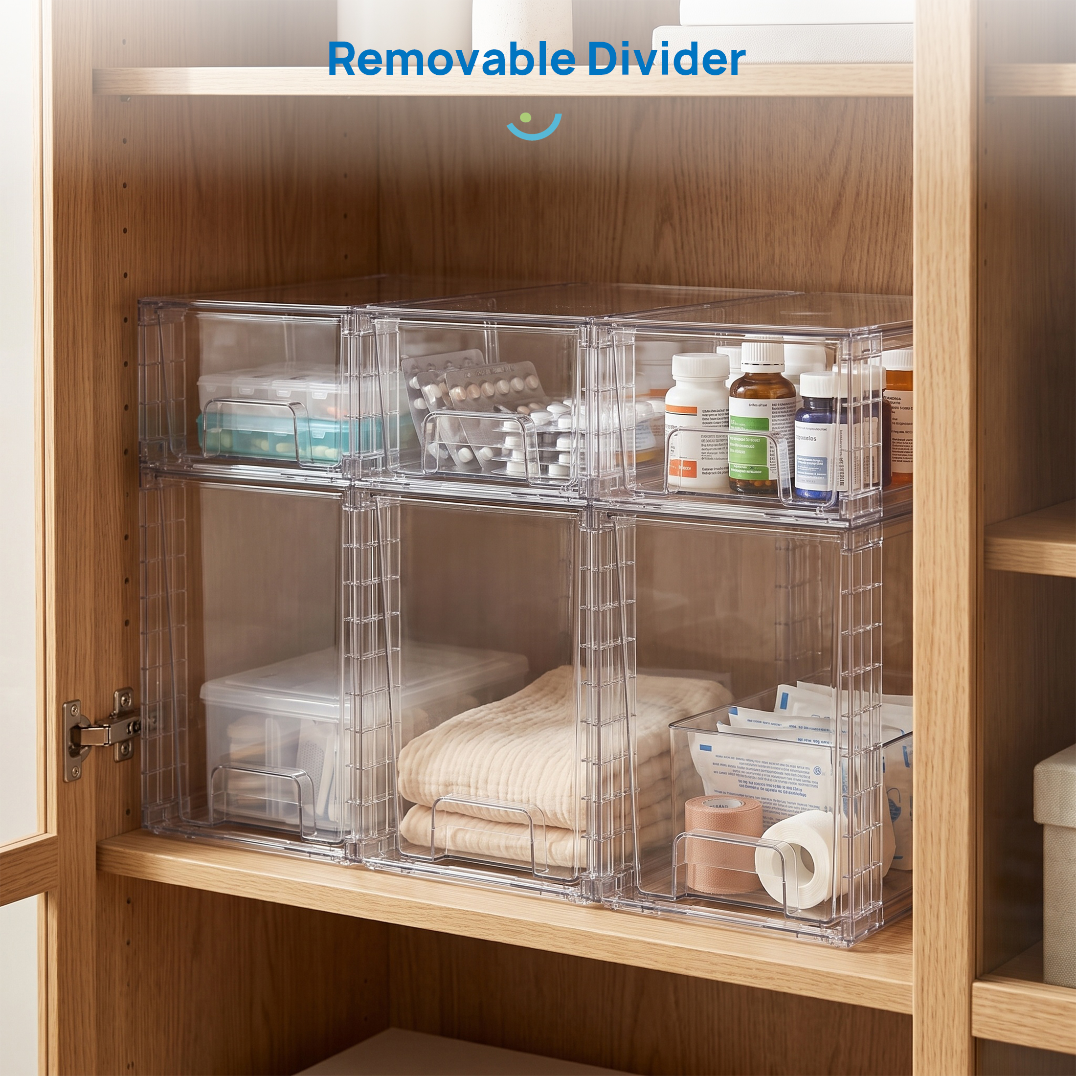 Sindcom 4-Pack Clear Stackable Storage Drawers photo 5