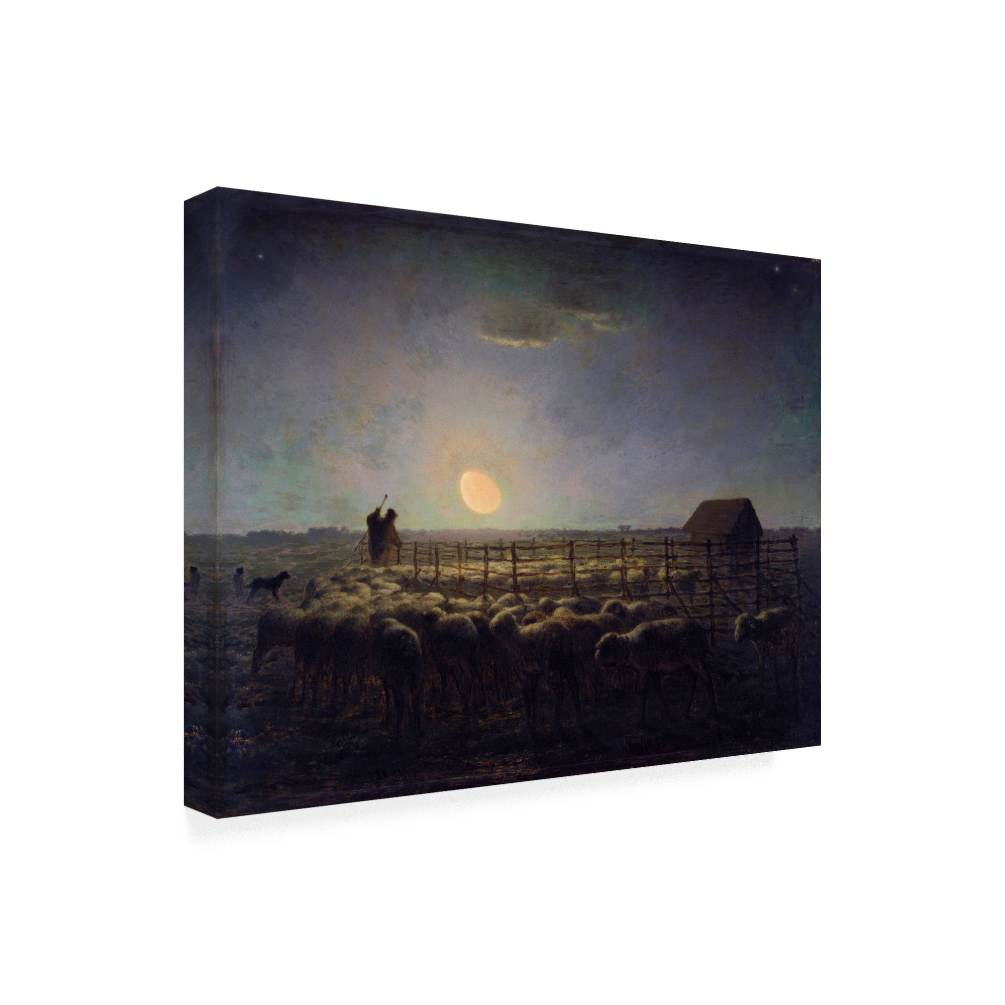 Jean-Francois Millet 'The Sheepfold, Moonlight' Canvas Art