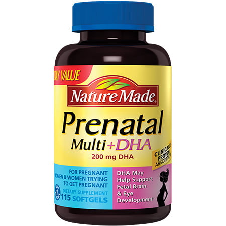 Nature Made Prenatal Multi + DHA Softgels Value Size, 200 Mg, 115