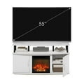 thumbnail image 5 of Furinno Jensen Living Room Fireplace Entertainment Center with Doors Storage Cabinet for TV up to 55 Inch, Solid White/Black, 5 of 8