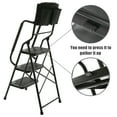 thumbnail image 3 of Juuar 3 Step Ladder with Handrails, Wide Anti-Slip Pedal & Tool Bag, Folding Step Stool Portable Safety Steel Ladder for Adults Seniors, Black, 3 of 5