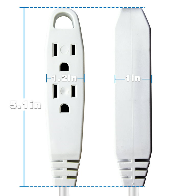 Kasonic Extension Cord, 25 Feet 3 Outlet 3 Wire Grounded White Cord, 13 Amp 125 V - 1625 Watts UL Listed