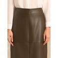 thumbnail image 4 of DARING DIVA Women's Faux Leather High Waist Knee Length Skirts X-Large Brown, 4 of 6