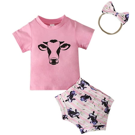 

Sngxgn Girls Graphic T-Shirt and Bike Shorts Outfit Set Toddler to Big KidPant Sets Girls 2 Piece Outfits Pink 6 Months
