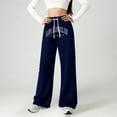 thumbnail image 2 of oqasdz Letter Print Girls Wide Leg Pants Drawstring Trousers for Youth Sports Fashion Versatile Casual Dailywear, 2 of 4
