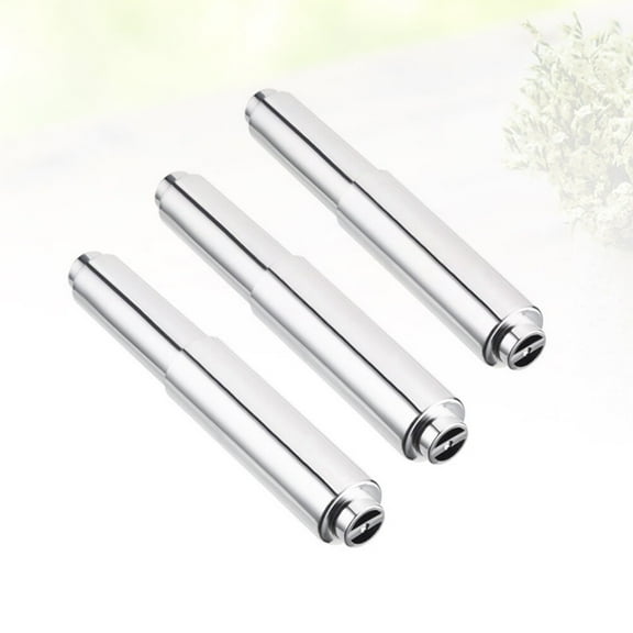 KONTONTY 3Pcs Cylindrical Silver ABS Toilet Paper Holder for Home with Bathroom Toilet Paper Rod and Spring