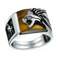 thumbnail image 3 of Bling Jewelry Mens Mens Silver Ring with Black Onyx and Tiger Eye Lion Head Handmade in Turkey, 3 of 6