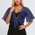 thumbnail image 2 of Ediodpoh Elegant Open Front Chiffon Cover up Lightweight Beach Kimono Lace up Long Sleeve Boho Blouse Tunic Sweater Jackets for Women Navy M, 2 of 4