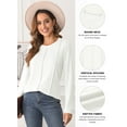 thumbnail image 3 of DOKOTOO Women's Lightweight Pleated Knit Pullover Fall Long Sleeve Crewneck Slim Casual Shirts, 3 of 8