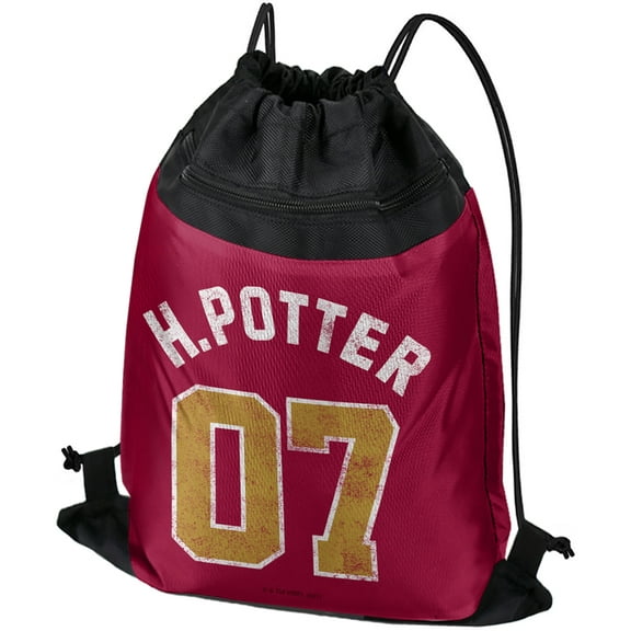 Harry Potter Potter Jersey Drawstring Backpack Sports Bag Sackpack 17" x 13", Perfect for Gym, Yoga or Practice