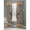thumbnail image 4 of Country Star Sheer Curtains 108 Inch Long 2 Panels, Farmhouse Texas Star Vintage Black Plaid Light Filtering Rod Pocket Semi Sheer Curtains, Sheer Voile Drapes for Living Room Bedroom, 52"x108", 4 of 5