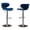 Blue, variant on Set of 2 Counter Height Stools with Saddle Seat, White-Washed Wood and Gray Fabric Upholstery for Kitchen Island or Bar Table
