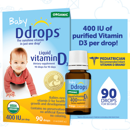UPC 851228000064 product image for Baby Ddrops Liquid Organic Vitamin D3 Drops  400 IU Per Drop  90 Drops  0.08 fl  | upcitemdb.com