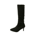 thumbnail image 2 of Wowcloth Women's Winter Boots – Stacked Fold Knee-High Pointed Toe Stiletto Heel Solid Color Casual Fashion Boots, 2 of 9