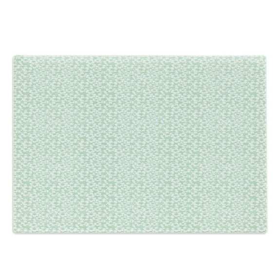 Luau Cutting Board, Flourish Pattern with Blossoming Hibiscus Flowers Springtime in Hawaii Theme, Decorative Tempered Glass Cutting and Serving Board, Large Size, Mint Green and White, by Ambesonne