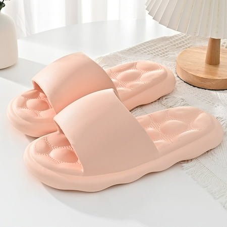 

SUODUI Women s Slippers Fashion Four Seasons Women Slippers Flat Bottom Non Slip Soft Home Massage Comfortable Solid Color Simple Pink 6.5