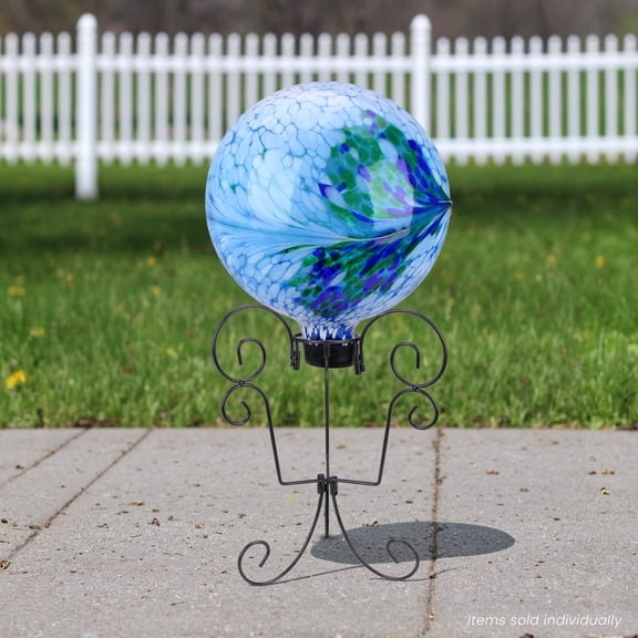 Northlight 11.25" Black Swirled Outdoor Patio Garden Gazing Ball Stand