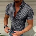 thumbnail image 2 of hlysgo Men's Stripe Shirts Regular Short Sleeve Dress Shirt Button Down Casual Summer Beach Travel Shirts Black,XL, 2 of 5