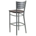 thumbnail image 4 of BizChair Silver Slat Back Metal Restaurant Barstool - Mahogany Wood Seat, 4 of 7