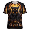 thumbnail image 5 of Halloween Scary Night Full Moon Women's Short Sleeve T-Shirt Crew Neck Casual Summer Trendy Loose Fit Tops, 5 of 6