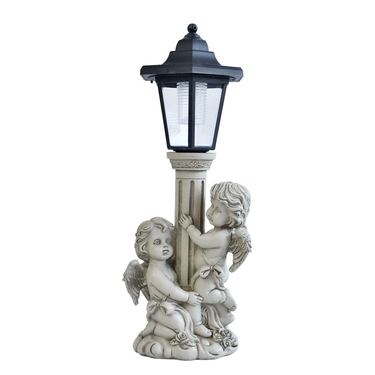 Angel Boy and Girl Statue with Solar Lantern, Outdoor Solar Angel Garden Statue with Roman Pillar for Garden Lawn Patio Yard Decor, Mother's Day Birthday Gift